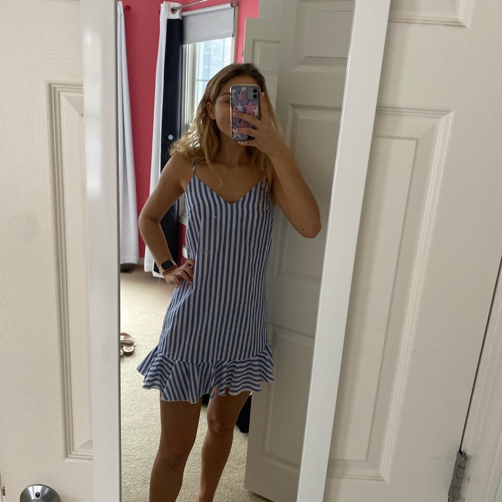 Shein Blue and white striped beach dress